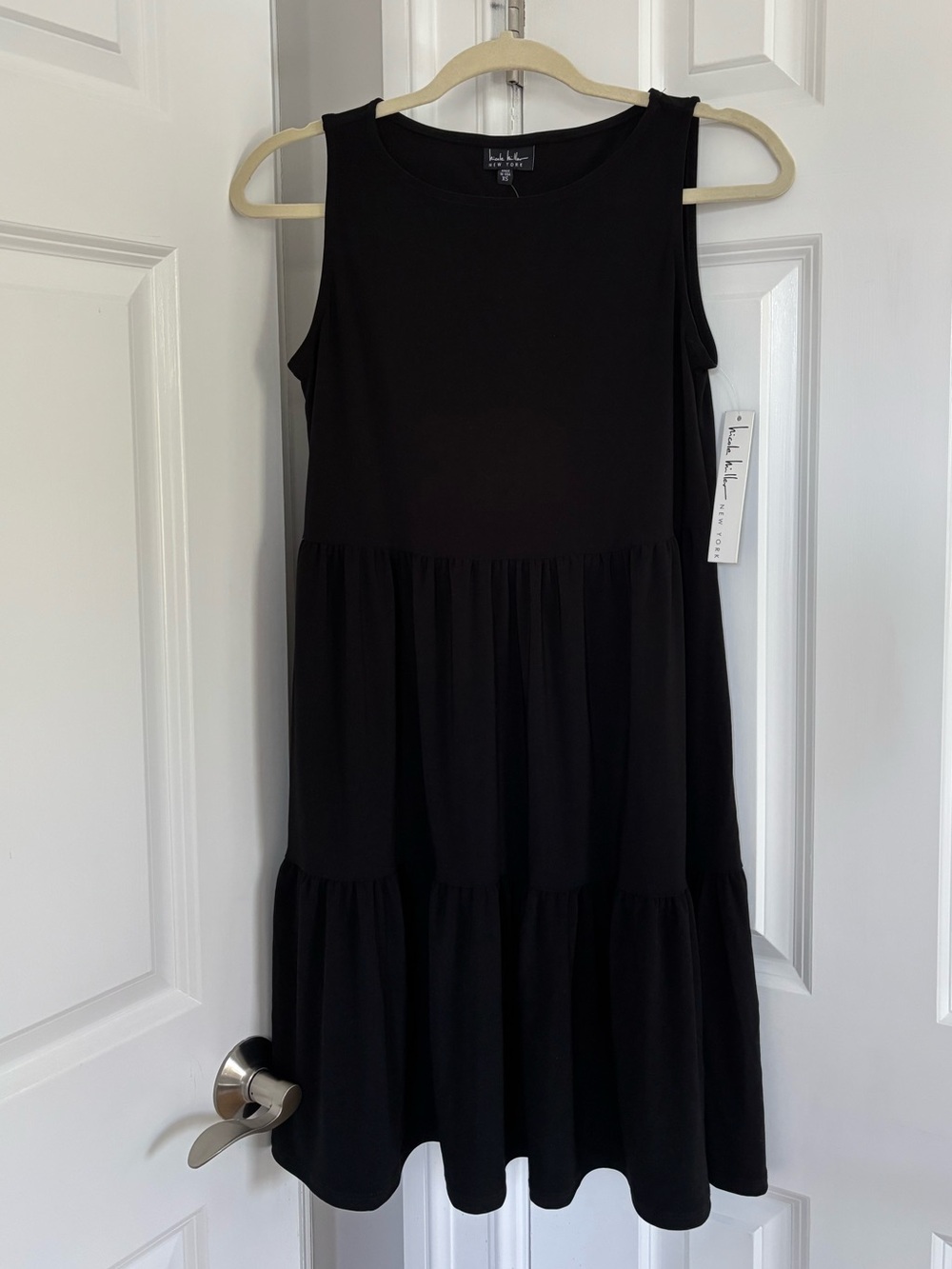 Nicole Miller New York Black Tiered Midi Dress NWT XS Sleeveless